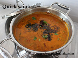 10 minute quick sambar recipe