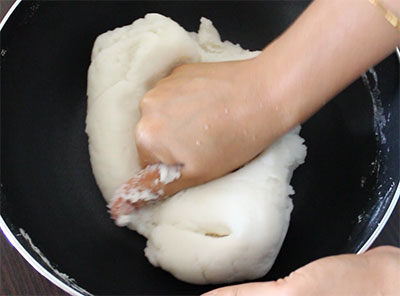 kneading dough for ukkarisida akki rotti or plain rice flour roti