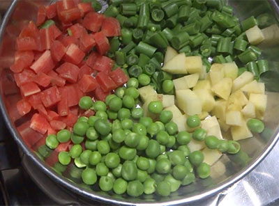 vegetables for akki usli or akki uppittu
