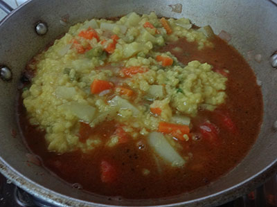 vegetables and dal for avalakki bisi bele bath