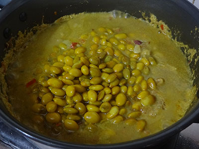 cooked vegetables for avarekalu sagu or avarekalu curry