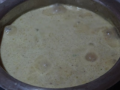 boiling hasi masale huli or brinjal sambar