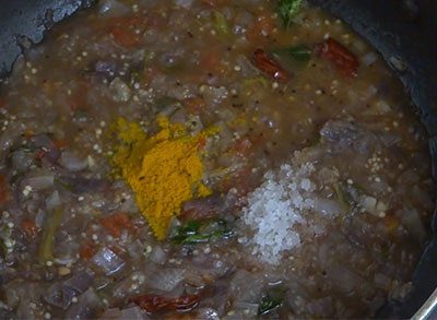 turmeric powder and salt for badanekayi gojju or brinjal curry