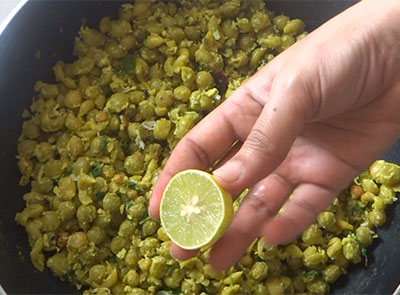 lemon juice for batani usli or green peas sundal
