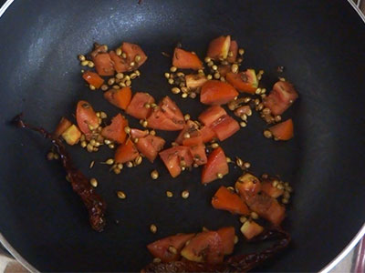 roasted ingredients for beetroot rasam or beetroot saaru recipe
