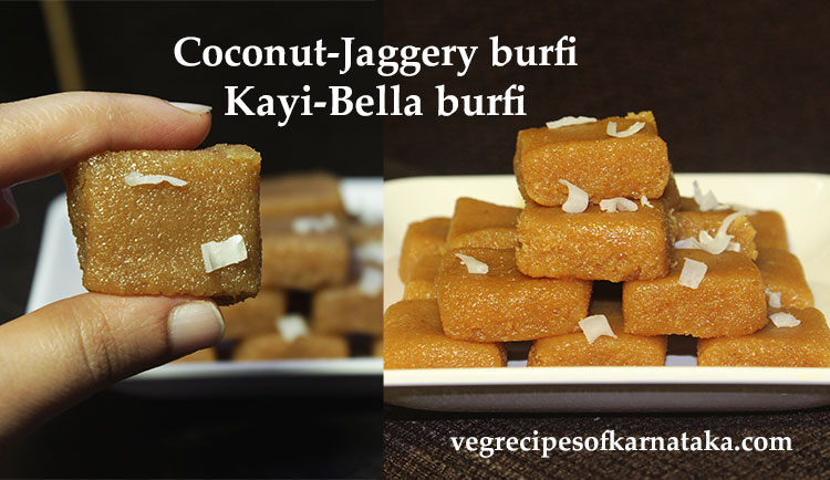 bella kayi burfi or jaggery coconut burfi