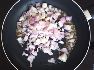 chopped onion for bendekai gojju or bhindi curry