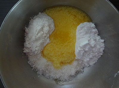 flour, sugar and ghee for benne biscuit or butter cookies