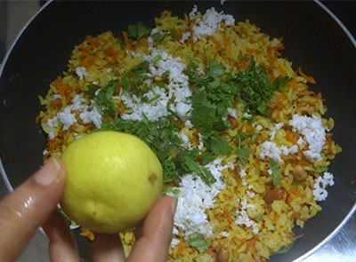 coconut and coriander leaves for carrot rice recipe