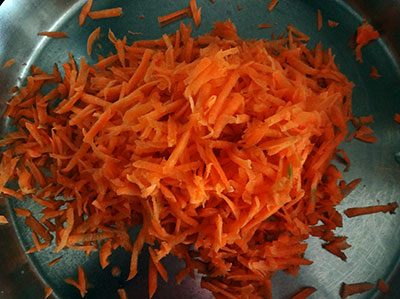 grated carrot for carrot raita or thambuli