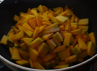 Chopped cabbage for sihi kumbalakai palya or pumpkin stir fry