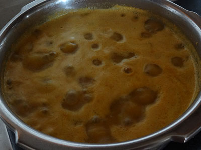 boiling pumpkin sambar or chinikayi sambar