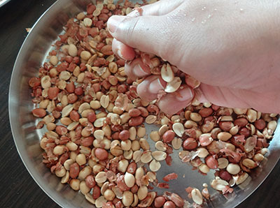 deskinning the peanuts for congress kadlekai or kadle beeja