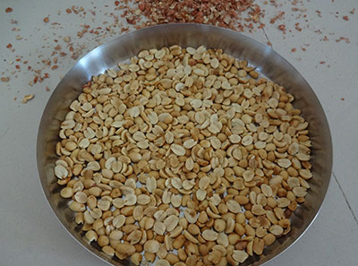 deskinning the peanuts for congress kadlekai or kadle beeja