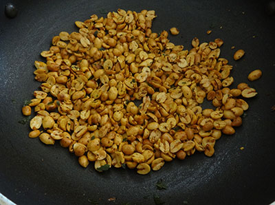 mixing curry leaves for congress kadlekai or kadle beeja