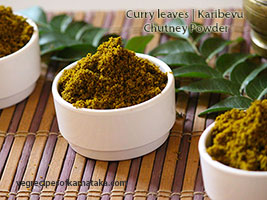 karibevu chutney pudi or curry leaves chutney powder