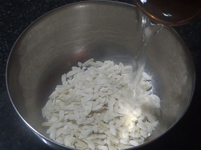 soak beaten rice or poha for bele paddu or mixed dal appe