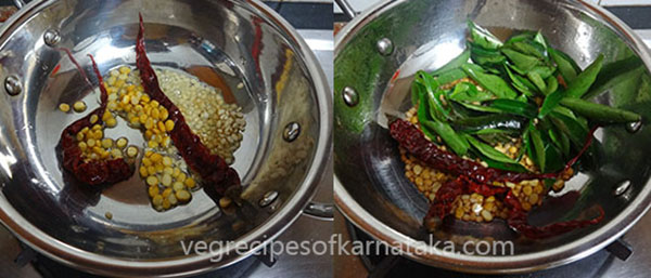fry dals for doddapatre or sambarballi chutney