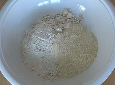 wheat flour, rave and rice flour for godi dose or atta dosa