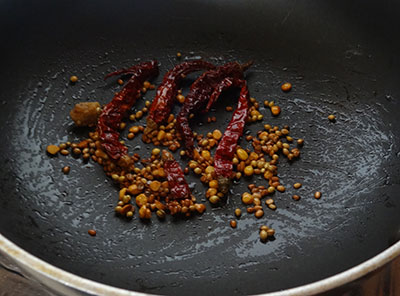 roasting spices for heralekai gojju huli
