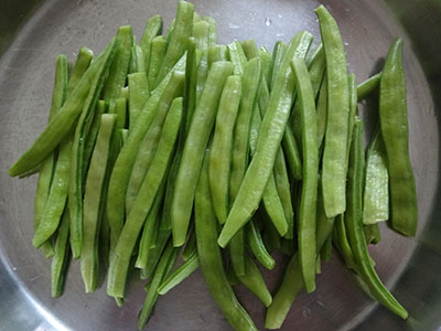 tender cluster beans for gorikayi rice bath