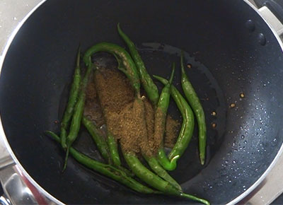 coriander powder and cumin powder for green chilli fry recipe