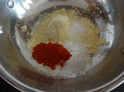 spices for hagalakai pakoda or bittergourd chips or karela fry