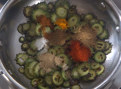 spice powders for hagalakayi or bitter gourd fry