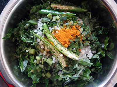 cook amaranthus leaves for harive soppu or dantu soppu saaru