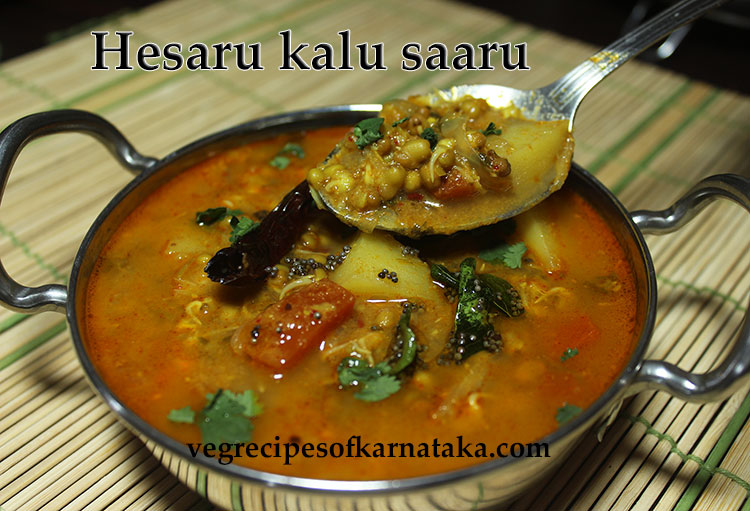 hesaru kalu saaru recipe, sprouts sambar