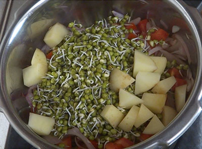 green gram sprouts for hesaru kalu saaru or sprouts sambar
