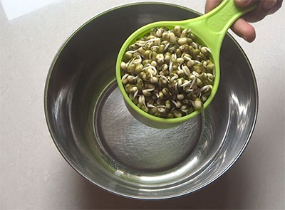 mung bean sprouts for hesarukalu kosambari or moong sprouts salad