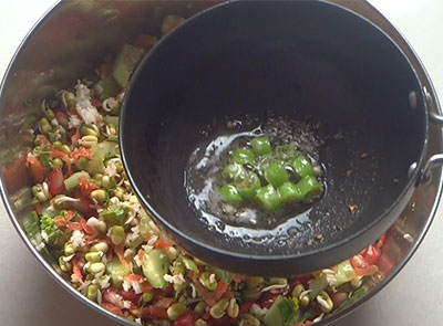 tempering for hesarukalu kosambari or moong sprouts salad