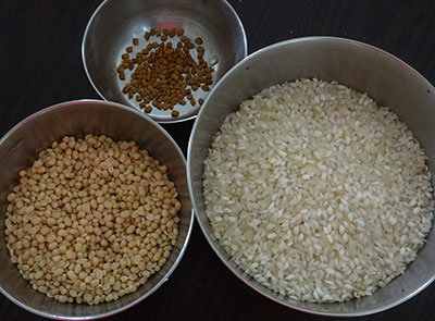 rice, urad dal and fenugreek for soft idli using idli rice