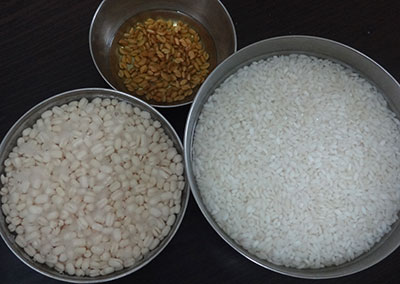 soaking rice, urad dal and fenugreek for soft idli using idli rice