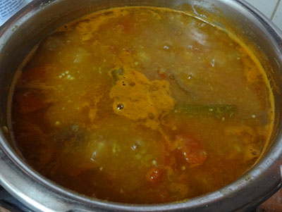 boiling udupi style idli sambar or tiffin sambar
