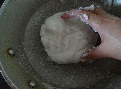 kneading dough for kayi kadubu or rice modak