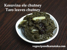 kesuvina ele or taro leaves chutney