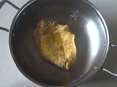 kneading dough for masala chapati or khara chapathi