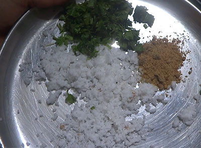 coconut and jaggery for cabbage or kosu pathrode recipe