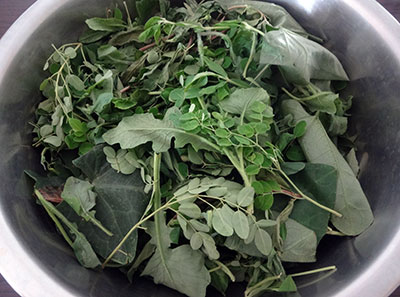 mixed green leaves for kudi gatti or thambli gatti