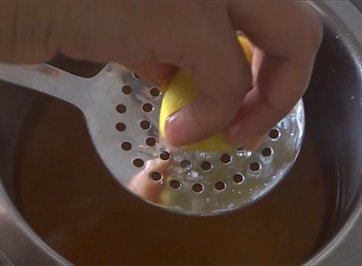 lemon juice for nimbe hannu saaru or simple lemon rasam