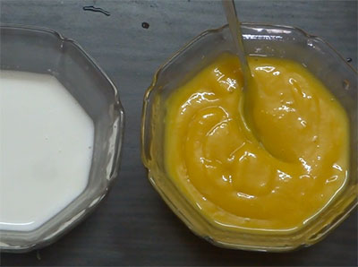 blend mango and milk for mango coconut milk popsicles