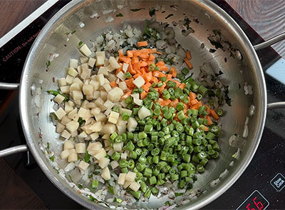 vegetables for masale avalakki or masala poha recipe