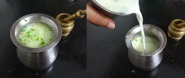 making masala majjige or spicy buttermilk