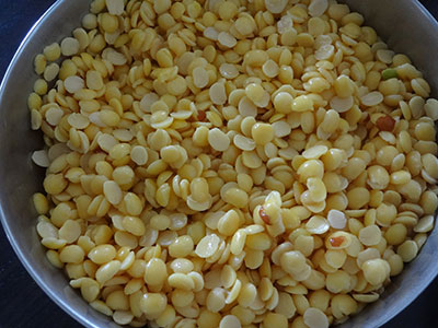 rinse and soak toor dal for matvadi palya or matawadi or matodi