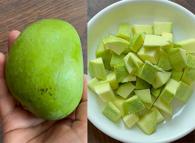 raw mango for mavinakayi tovve or mango dal recipe