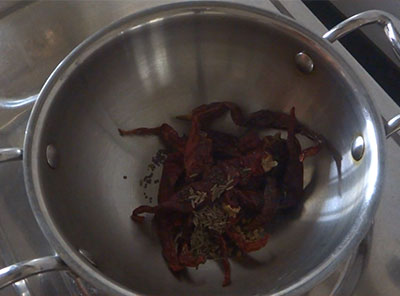 roasting spices for mavinakayi uppinakayi or mango pickle