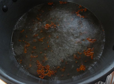 boil water for menthe huli or fenugreek seeds sambar