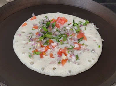 making mixed dal tomato onion uttappam or dosa recipe